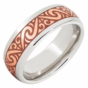 Copper Helix Ring laser engraved